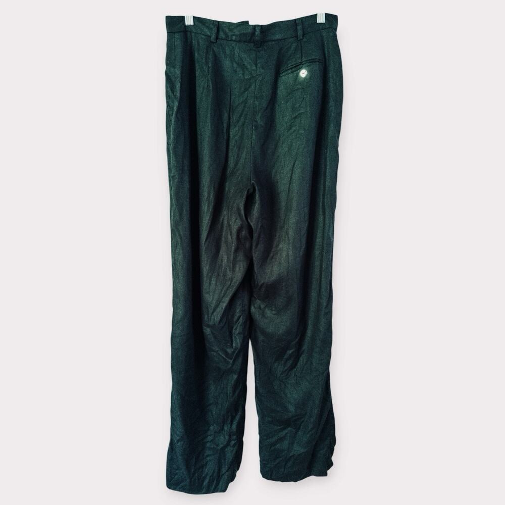 Ralph Lauren Black 100% Linen Pleated Straight Leg Lined Pants Women’s Size 10 - Picture 2 of 6